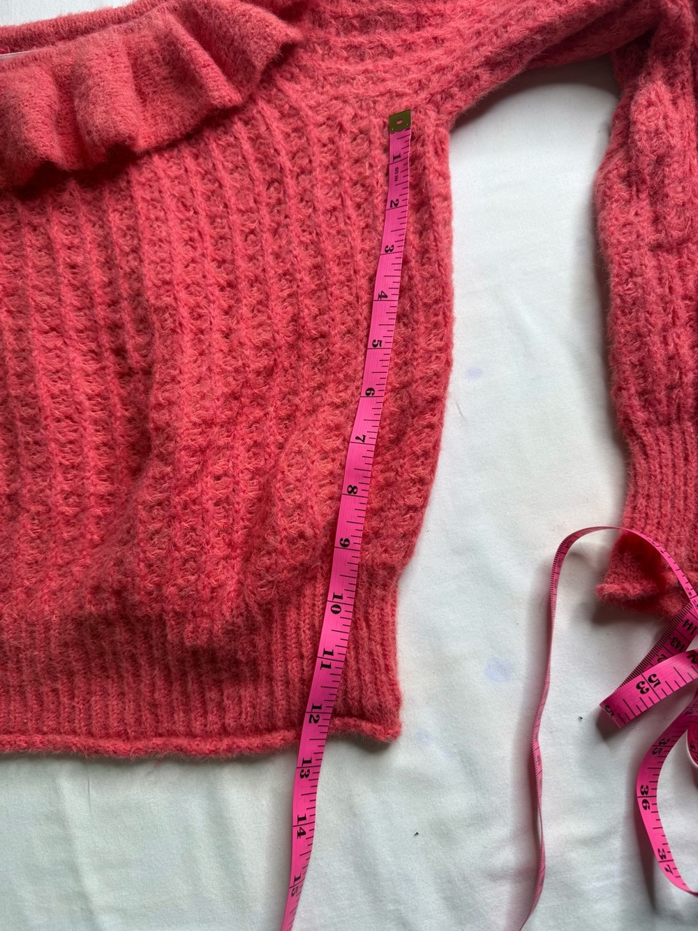 Off-Shoulder Ruffle Trim Sweater - Pink - Picture 8 of 8